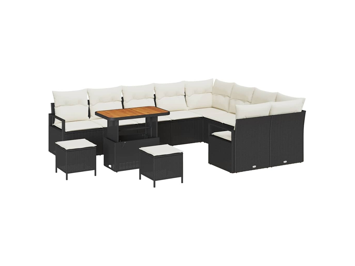 Maison Exclusive - Conjunto De Sofás De Jardín 12 Pcs Negro Ratán Sintético