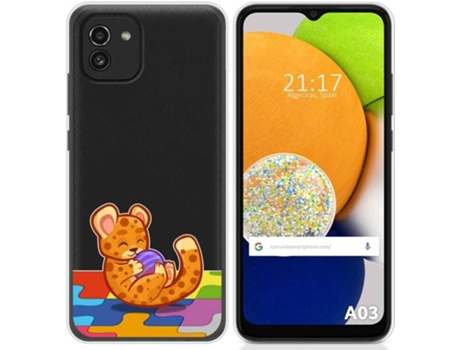Carcasa para Samsung Galaxy A03 TUMUNDOSMARTPHONE Dibujos Transparente Leopardo Multicolor