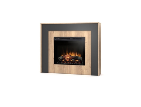 Chimenea LED eléctrica independiente ZUNI 28' Negro / Roble claro 130.2 x 110 x 27.5 OUTINFIRE
