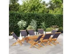 Sillas de jardín plegables DKD Home Decor, 8 piezas, tela/madera maciza, antracita