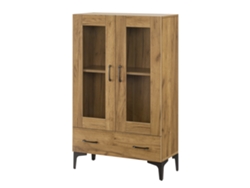 Vitrina Søndersø con 2 puertas estante cristal y aglomerado 115 x 70 x 31 cm - Efecto roble y Negro [EN.CASA]