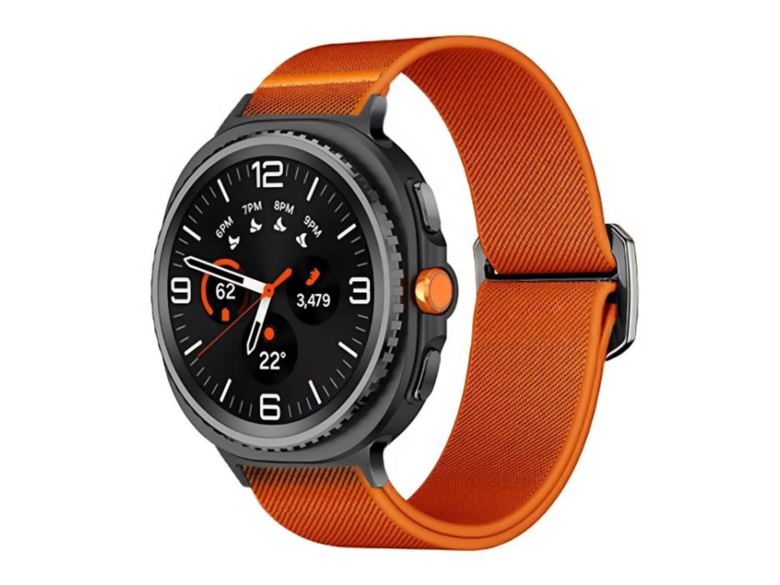 Bracelete Para Samsung Galaxy Watch 8/8 Classic - Nylon Elástico Com Fecho De Paraquedas Ajustável - Laranja