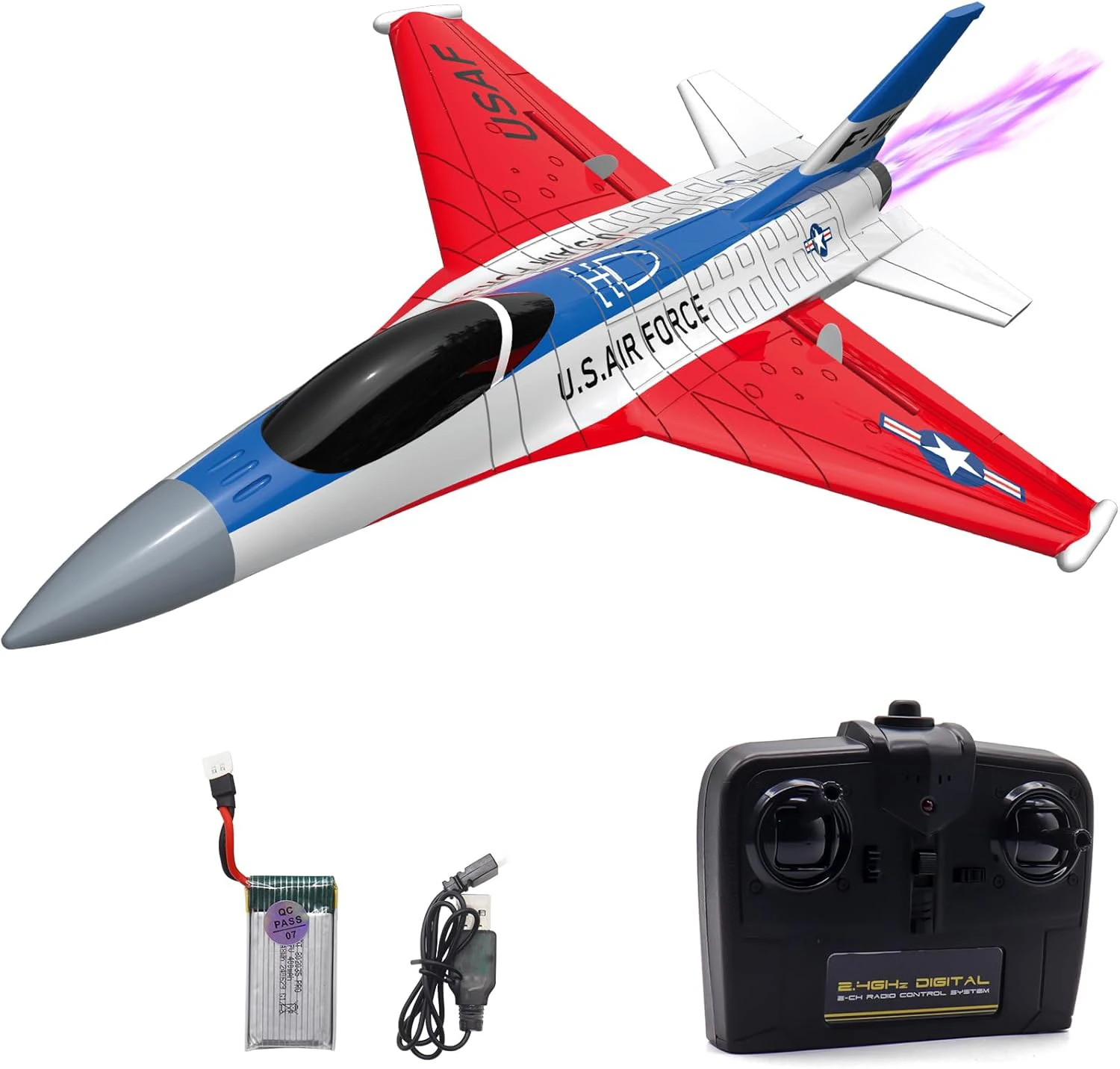 Avión De Combate Rtf Rc De 2 Canales Y 2,4 Ghz
