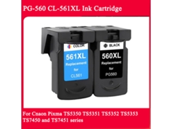 1 juego de cartuchos de tinta compatibles con Canon PG560, 560XL y 561XL para Canon PG-560, CL-561 XL, Pixma TS5350, TS7450, TS5351, TS5352 y TS535.