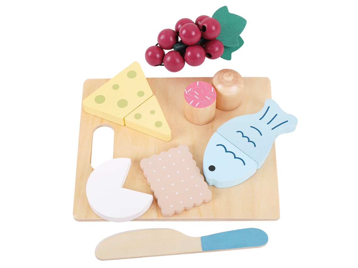 Juguete de cocina de madera para juegos de simulación con comida, frutas y verduras para ensalada. Mdug