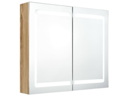 Maison Exclusive - Armario De Baño Con Espejo Y Led Color Roble 80x12x68 Cm