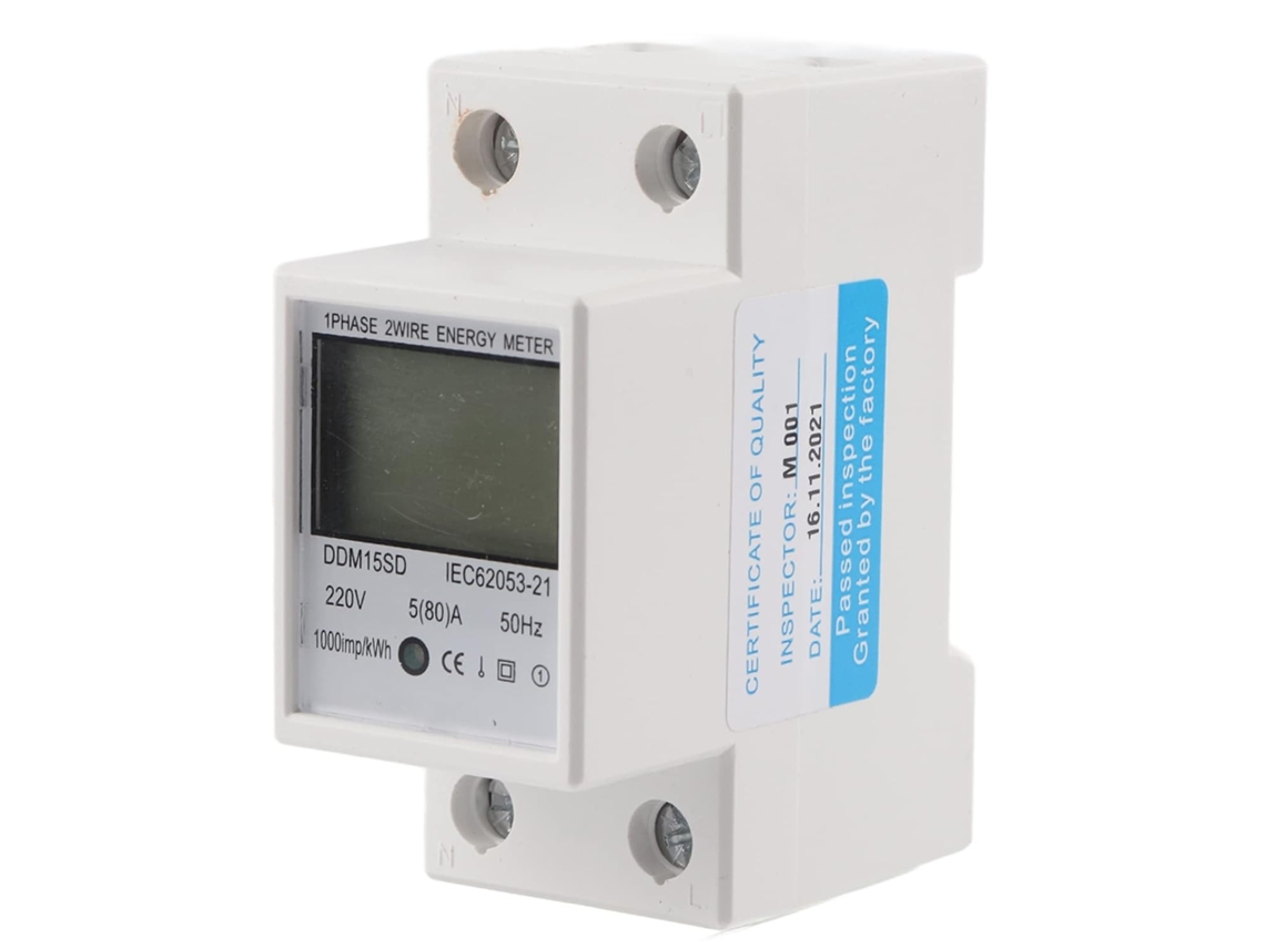 Medidor De Energía Digital Ddm15sd, Pantalla Lcd Retroiluminada Con Montaje En Riel Din.