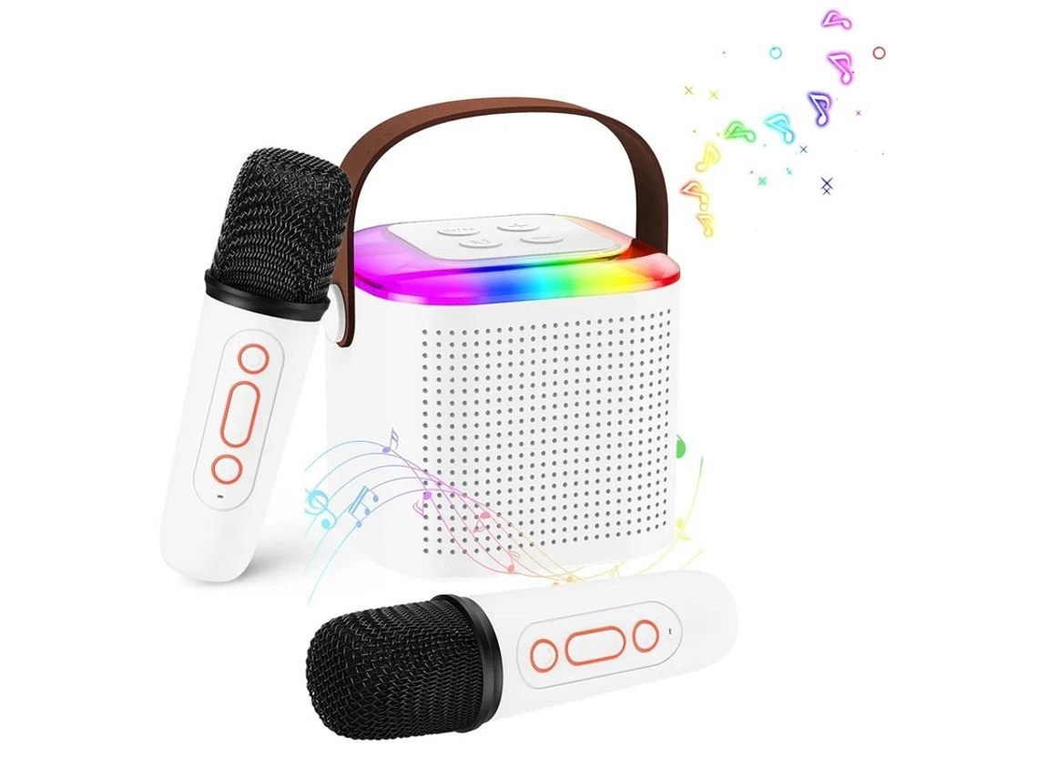 Mini máquina de karaoke para niños y adultos con altavoz portátil Bluetooth 5.3 Máquina de karaoke con 2 micrófonos inalámbricos para Fe Yizhood