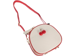 Bolsa Transversal Fofa Em Couro Pu, Estampa De Cereja, Bege E Vermelha, Para Adolescentes.