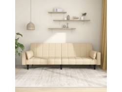 Sofá Cama De 2 Plazas Con Dos Almohadas Tela Color Crema
