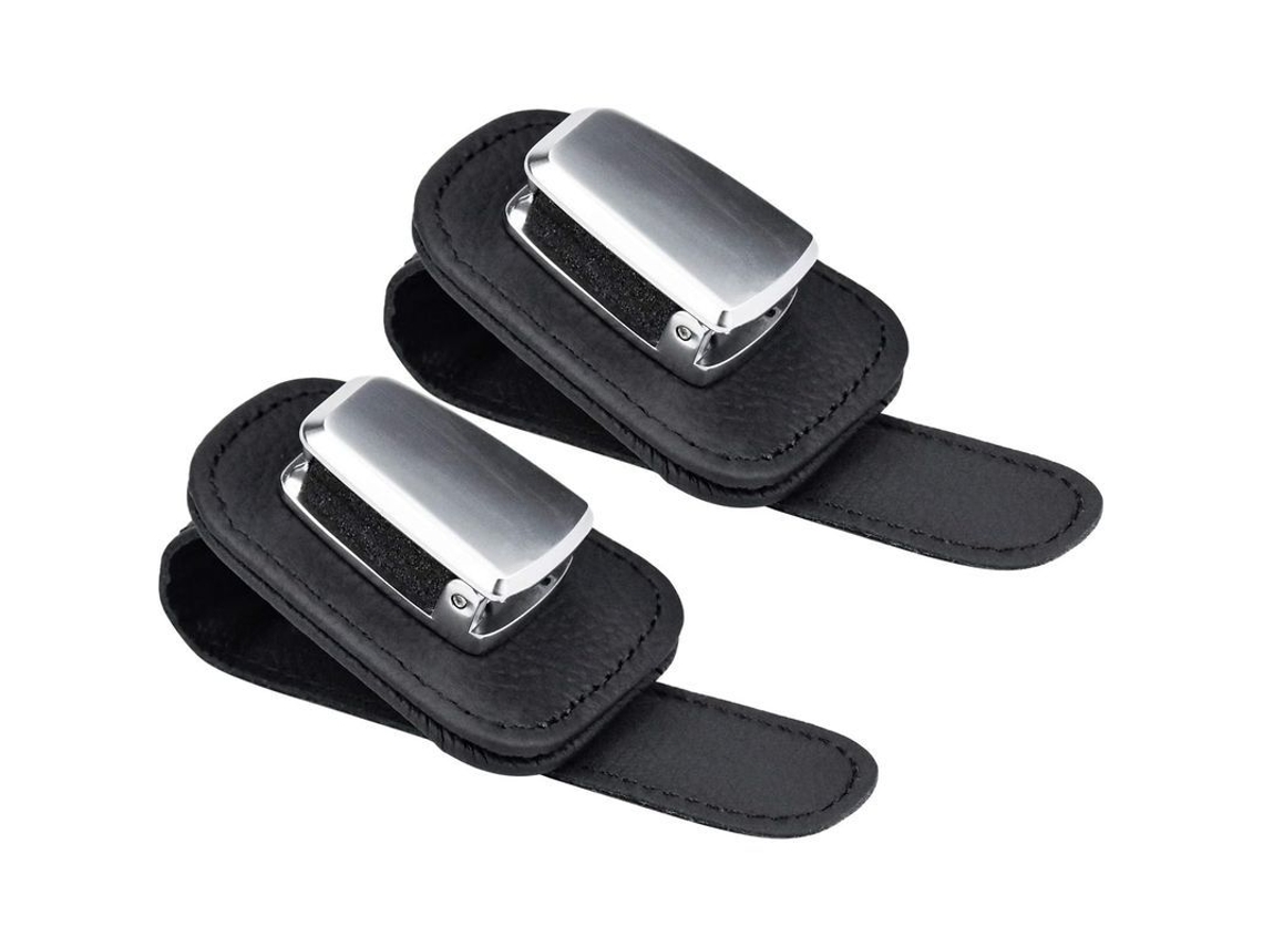 Soporte Universal Para Gafas De Sol Para Parasol De Coche, 2 Unidades, Cuero Negro Y Clip De Aluminio.