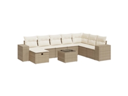 Conjunto 9 de sofás de jardín con cojines VIDAXL ratán sintético beige