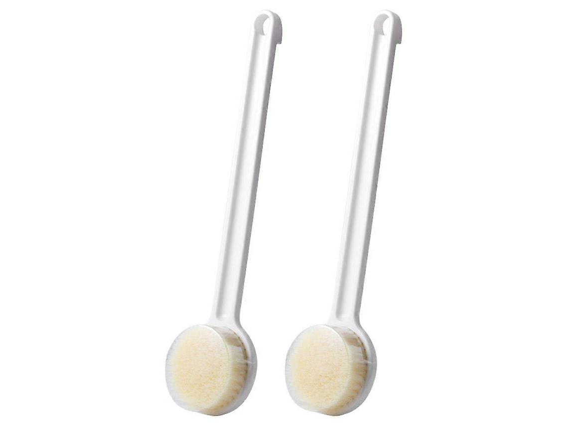 2 cepillos de baño de mango largo y cerdas suaves para exfoliar la piel.