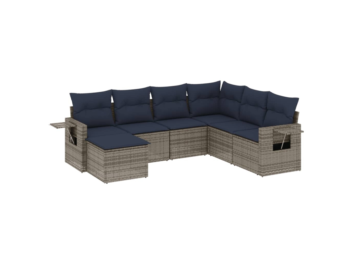 Maison Exclusive - Conjunto De Sofá De Jardín De 7 Piezas Con Cojines, Poliratán Gris