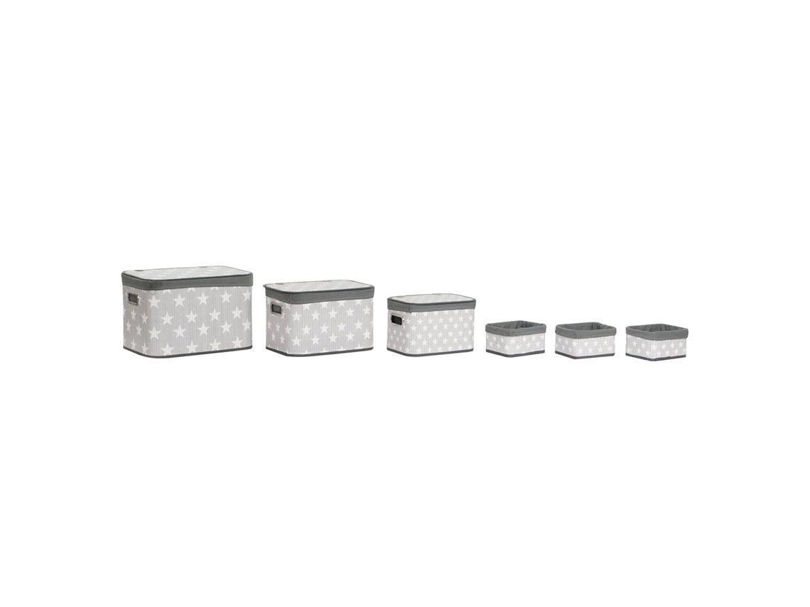 Set 6 Cesta Bambú Poliester Estrellas 51x35x33cm