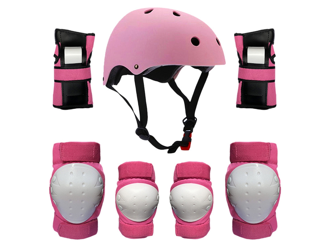 Set de protección infantil para bicicleta, color rosa. Rodilleras anticaídas y equipo de protección para patines. Stelasplen