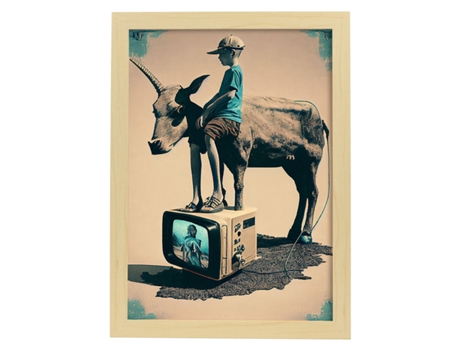 NACNIC Poster Un Cuerno En Estilo Surrealismo Cinematográfico Ilustraciones Y Grabados De Historieta Abstracta Y Artística A4 Marcos Negros