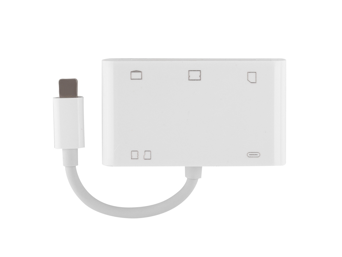Lector Adaptador Convertidor De Tarjeta De Memoria De Cámara Lightning 6 En 1 Blanco