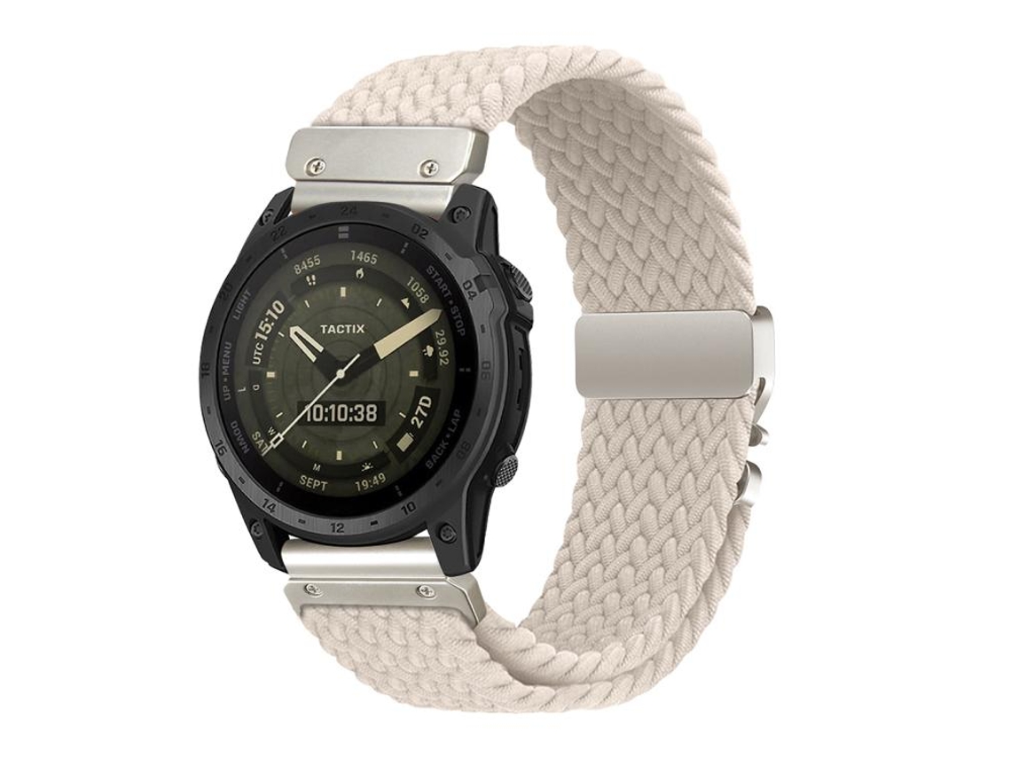Bracelete Para Garmin (20mm) - Nylon Trançado - Fivela De Paraquedas - Liberação Rápida Chá Com Leite
