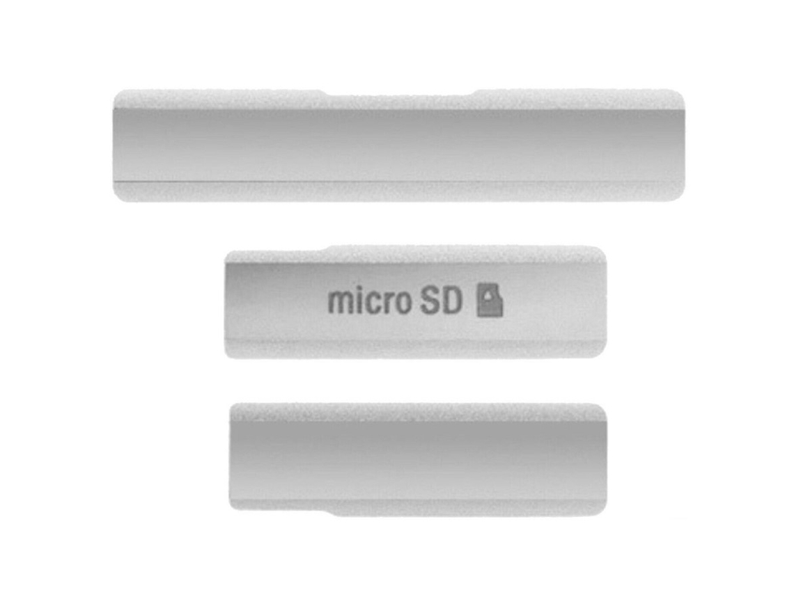 Tapas Laterales Para Sony Xperia Z1 Tapa Usb Tarjeta Sim Sd Color Blanco Plata
