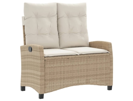 Sillón reclinable de jardín VIDAXL con cojines ratán sintético beige