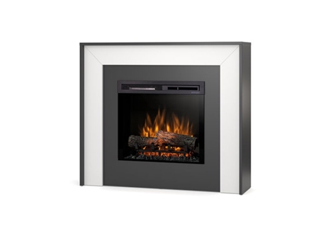 Chimenea LED eléctrica independiente ZUNI 23' Blanco mate / Negro 108.2 x 93.5 x 27.5 OUTINFIRE
