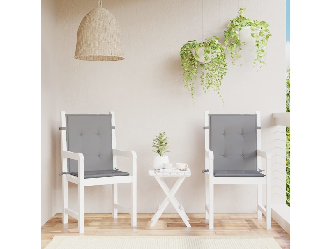 Cojín Silla Jardín Respaldo Bajo 2 Uds Tela Oxford Gris