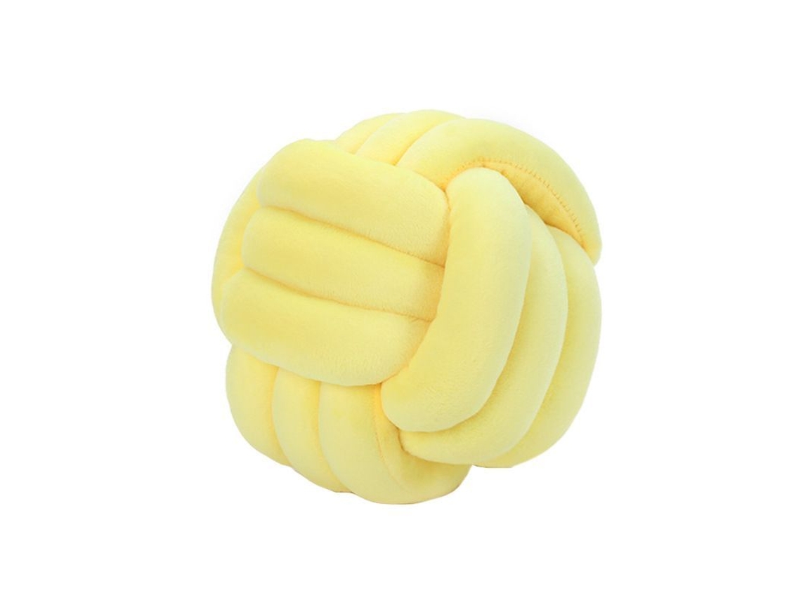 2026-40853-cojín Redondo Nudo Suave De Tela Plush Relleno De Algodón Pp Decoración Hogar 9.8x9.8 Amarillo Ganso