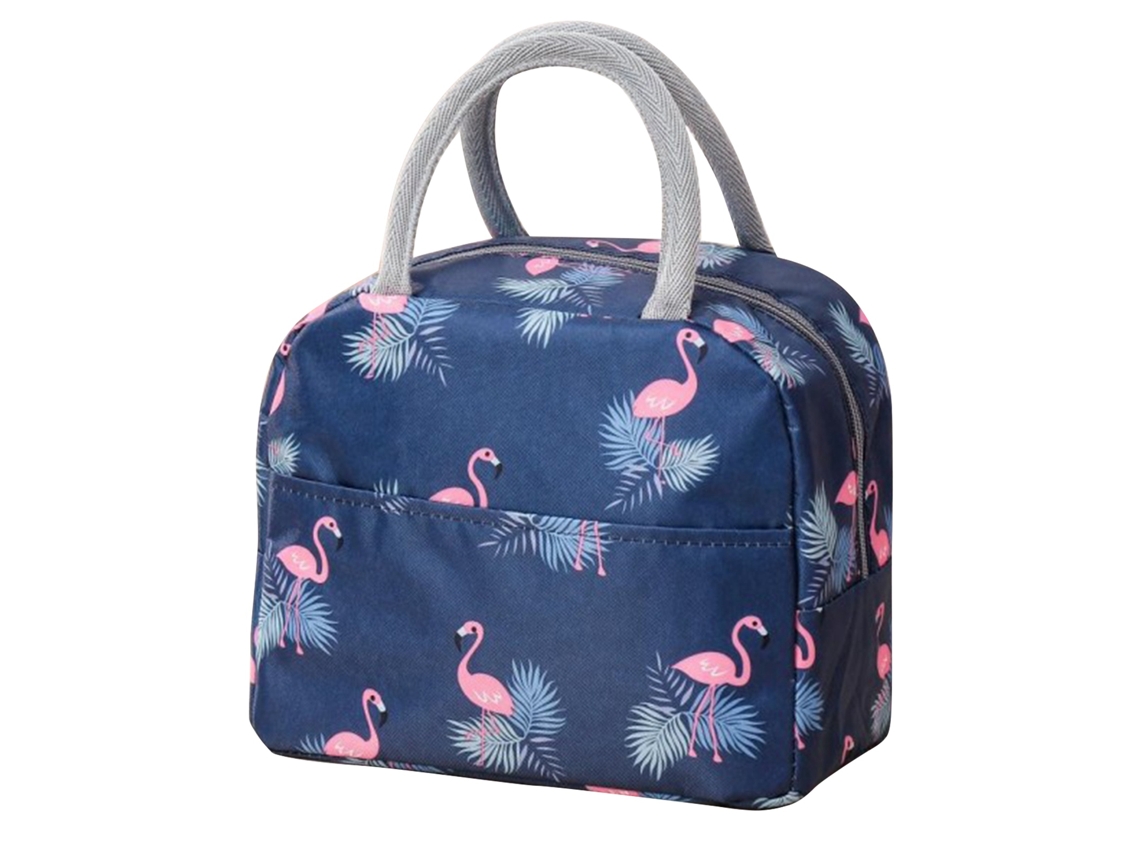 Bolsa De Almuerzo Aislada Con Patrón De Flamenco Grande Capacidad Para Escuela Trabajo Azul Marino