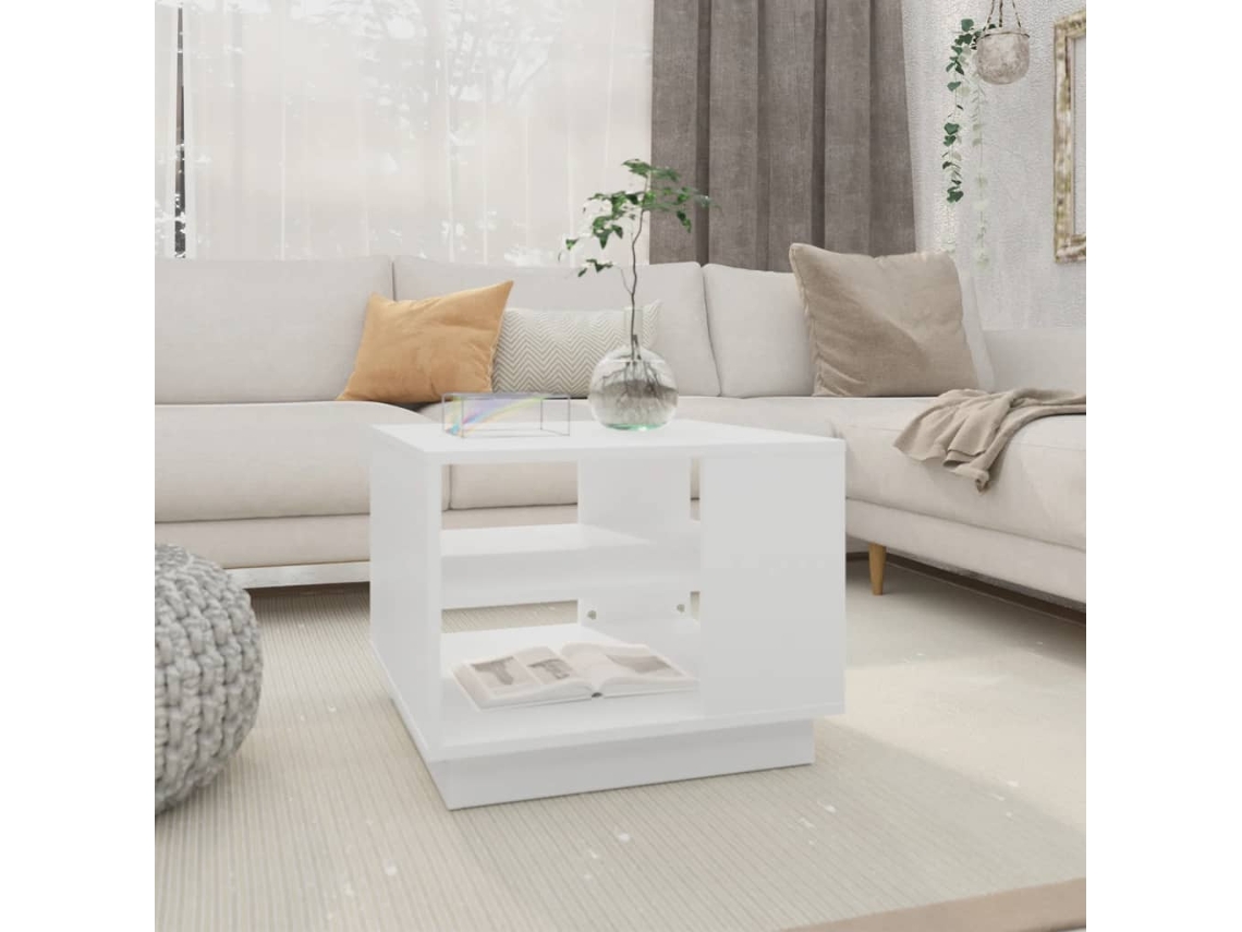 Mesa de Centro de Apoyo 55X55X43 Cm Aglomerado Blanco