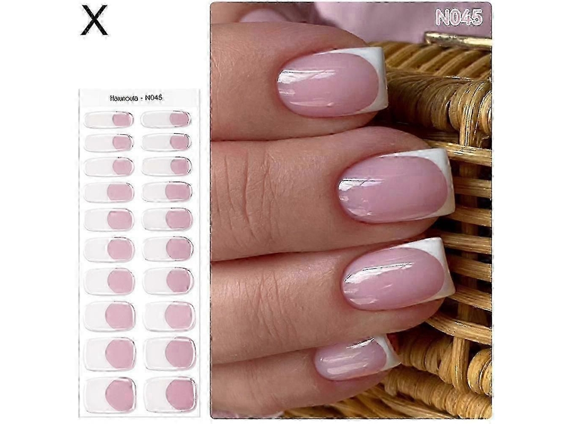 2025 20 Pieces Semi cured Nail Gel Stickers, Uv Lamp Required GOKOCO