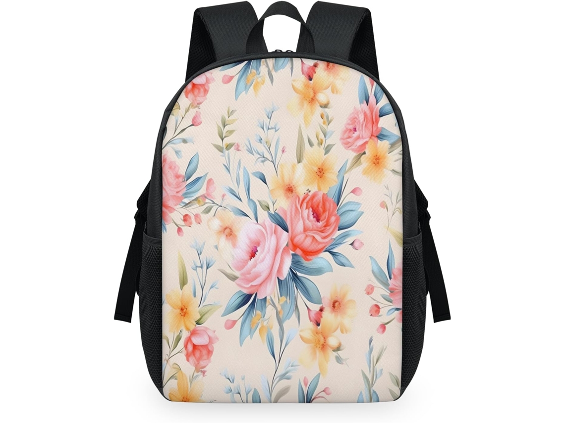 Mochila TROPICALLIFE con estampado floral en acuarela para niños (32x15x44,9 cm) en tejido de punto.