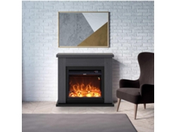 Mpc CAMINO ASCIANO Chimenea de pie con marco y quemador eléctrico de 1500W, Gris