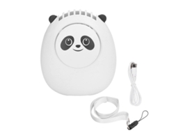 Ventilador De Cuello Portátil Oso Cute 3 Velocidades Usb Recargable Silencioso Sin Aspas Mini Con Lanyard Para Viaje Oficina Blanco