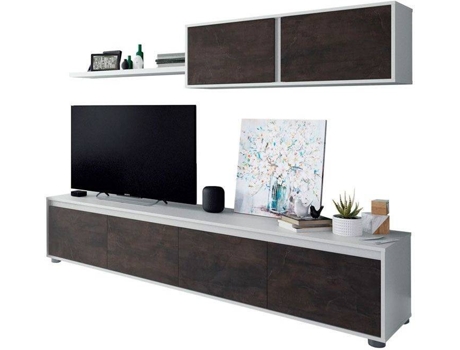 Conjunto de Muebles de TV HABITDESIGN Alba Oxide (Módulo bai x o: 200 cm | Módulo alto: 105 cm | Prateleira: 95 cm)