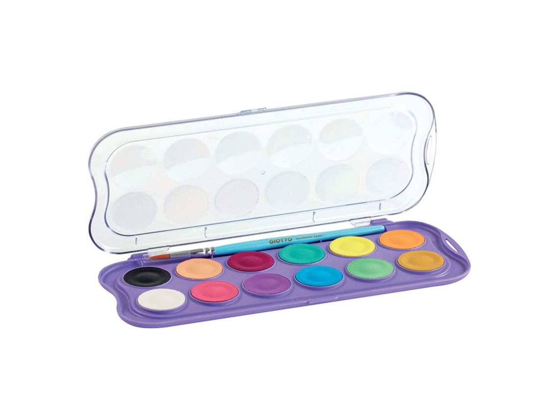 Juego de tabletas de acuarela con pincel Candy, 12 colores Giotto