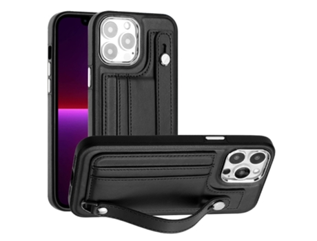 Funda Mobile Phone Cases Shockproof With Wrist para iPhone 13 Pro Max Piel Marrón