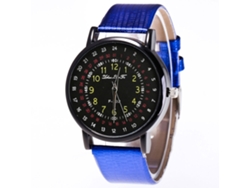 Reloj De Pulsera De Cuarzo Con Correa De Cuero Pu Accurate Dial Unisex Zhoulianfa Azul