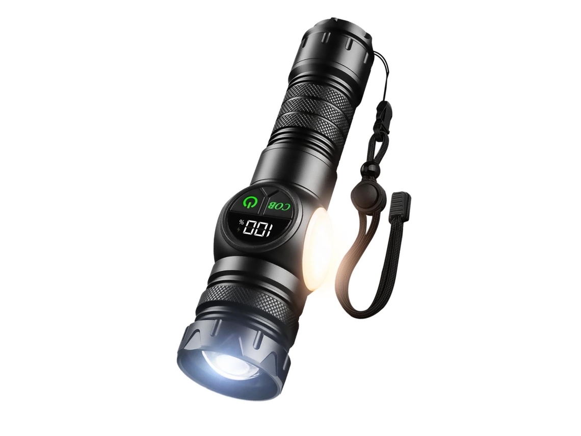 Linterna recargable USB 5000 lúmenes Luz fuerte para exteriores Haz de zoom Luz de flash LED con imán 9 modos de luz y SOS para emergencias en el hogar YEMAESRE