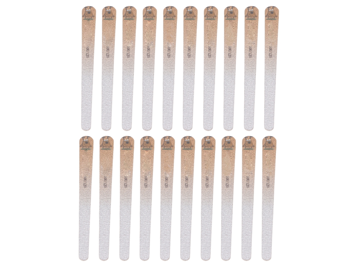 20 limas de uñas profesionales de doble cara, grano 100/120, lavables, color amarillo. Herramientas de manicura para uso doméstico y profesional.