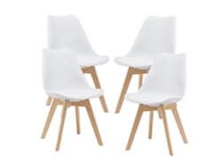Juego de 4 sillas de comedor Fläten [EN.CASA] estilo escandinavo 82x49x54cm cuero sintético - Blanco