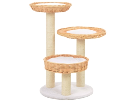 vidaXL Rascador para gatos con poste de sisal madera natural de sauce