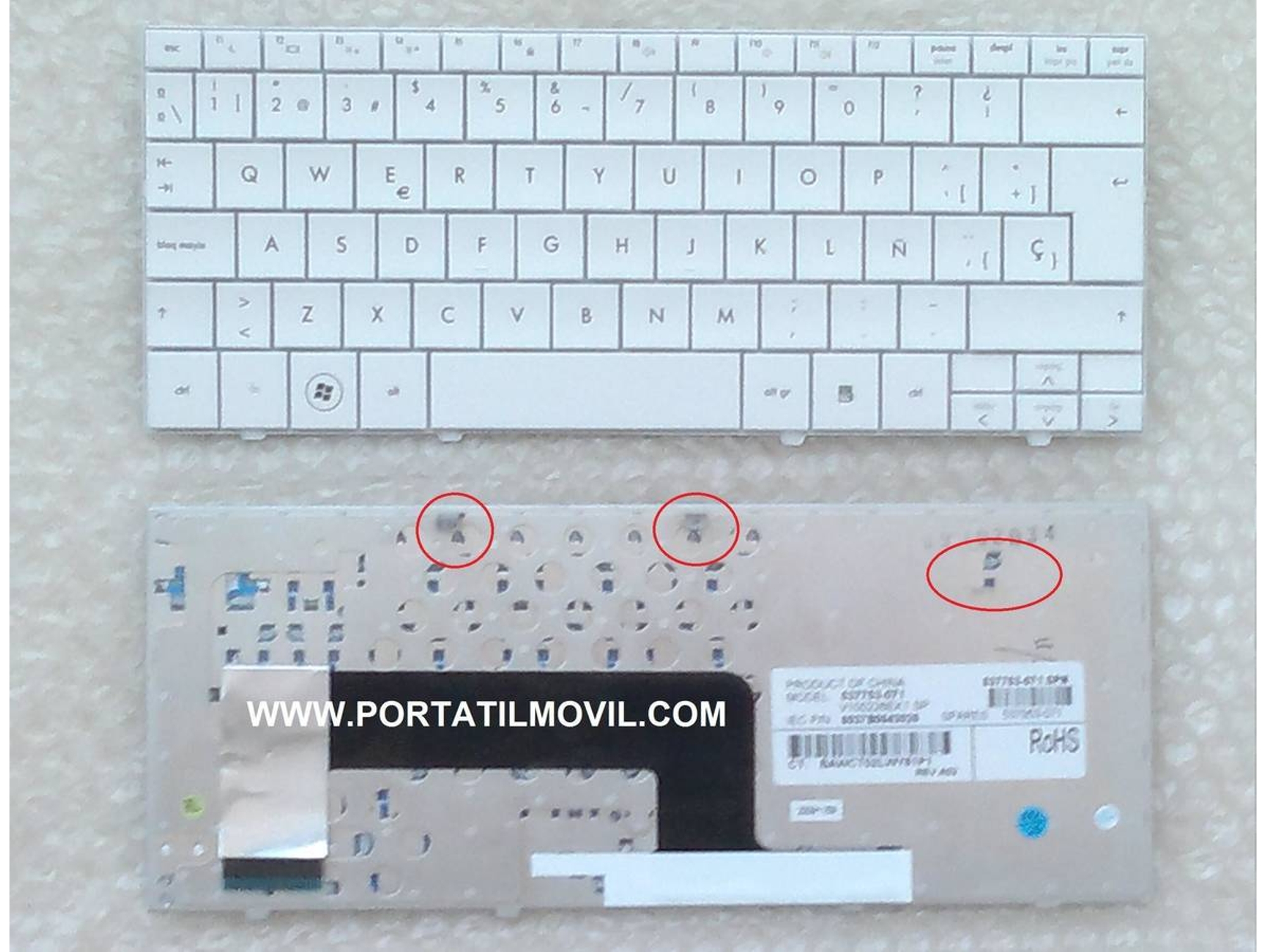 Teclado para Portátil HP Mini V100226Ek1 537753-071 6037B0043026