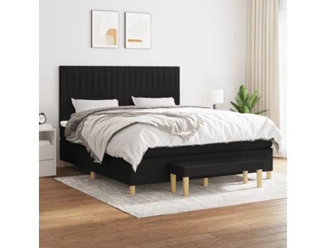 vidaXL Cama con somier y colchón 180x200 cm tela negra