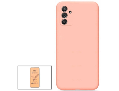 Kit Cristal Templado CeramicGlass Full Cover y Funda Silicona Samsung Galaxy M52 5G PHONECARE Rosa