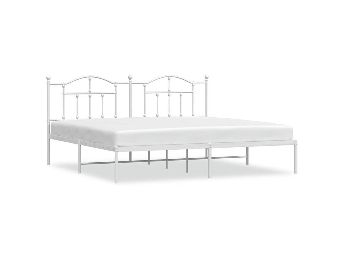 Maison Exclusive - Estructura Cama Sin Colchón Con Cabecero Metal Blanco 193x203cm