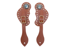 Correas Ajustables De Piel Sintética Marrón Para Espuelas De Botas Vaqueras - Accesorios Ecuestres Del Oeste