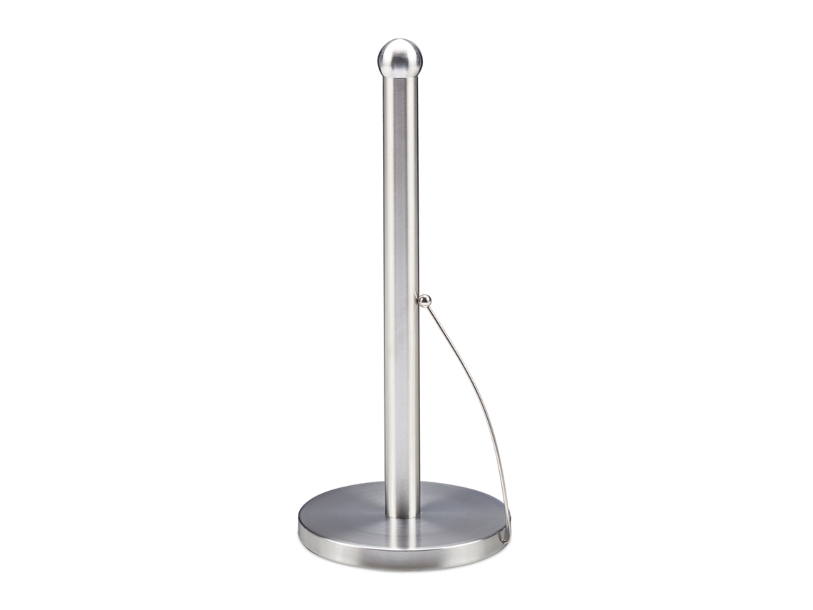 Relaxdays Portarrollos Cocina Vertical, Acero Inoxidable Cepillado, Soporte Rollos Papel Encimera, 35 X 15 Cm, Plateado