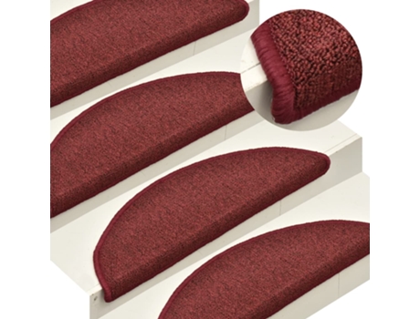 MAISON EXCLUSIVE - Alfombras de peldaños de escalera 15 uds rojo 56x17x3 cm