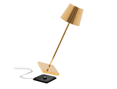 Lámpara de Mesa Poldina Pro LED Oro Brillante Recargable y Regulable ZAFFERANO